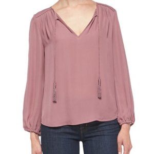 Joie Odette mauve silk top with tassels. Size S